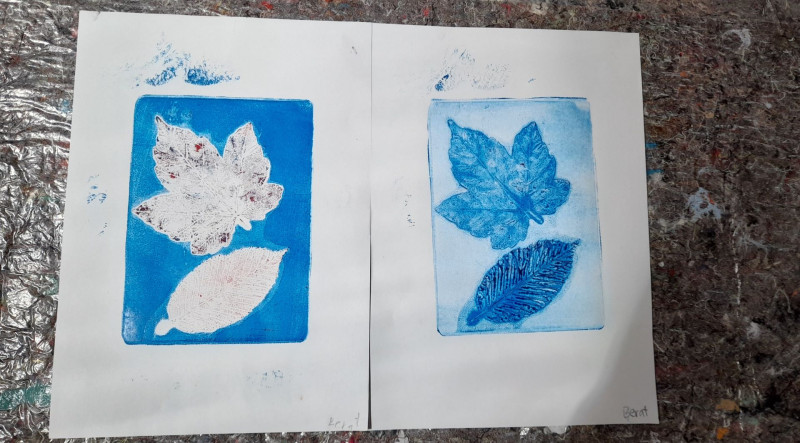 text: >
  Zwei Druckblöcke mit blauen
  Farbflächen, auf denen weiße und blaue
  Blattformen abgedruckt sind
decorative: false
source: reviewed